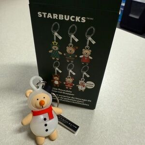 Starbucks Festive Bear Keychain with Red Scarf